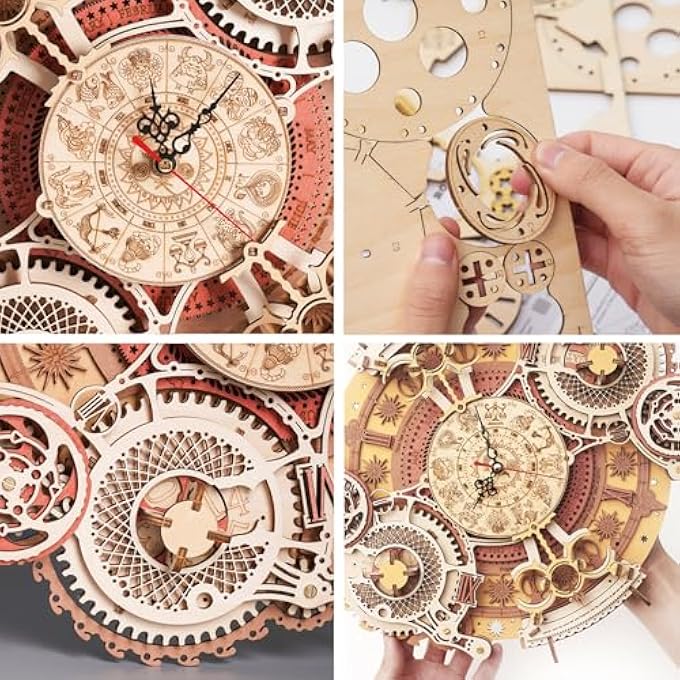 3D WOODEN PUZZLE FOR ADULT,DIY WALL QUARTZ CLOCK KITS,MECHANICAL MODEL KITS AND GIFT FOR KIDS,BEAUTIFUL ROOM DECORATION(ZODIAC WALL CLOCK) - Image 3